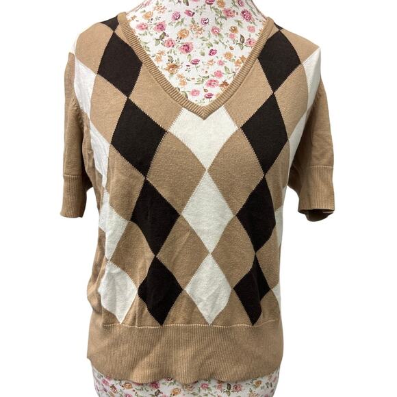 🧶 VTG Polo Jeans Co. Ralph Lauren Argyle Knit Sweater Vest Top Sz L Preppy Y2K - Picture 1 of 4